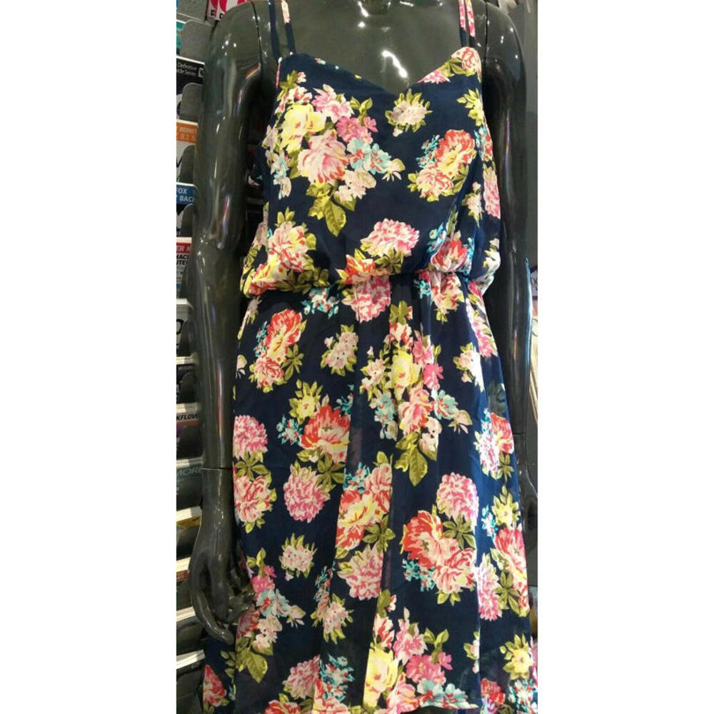 Spring Blue Floral Dress Sexy Sundress Med Party Summer Beach FOREVER 21 NEW TAG